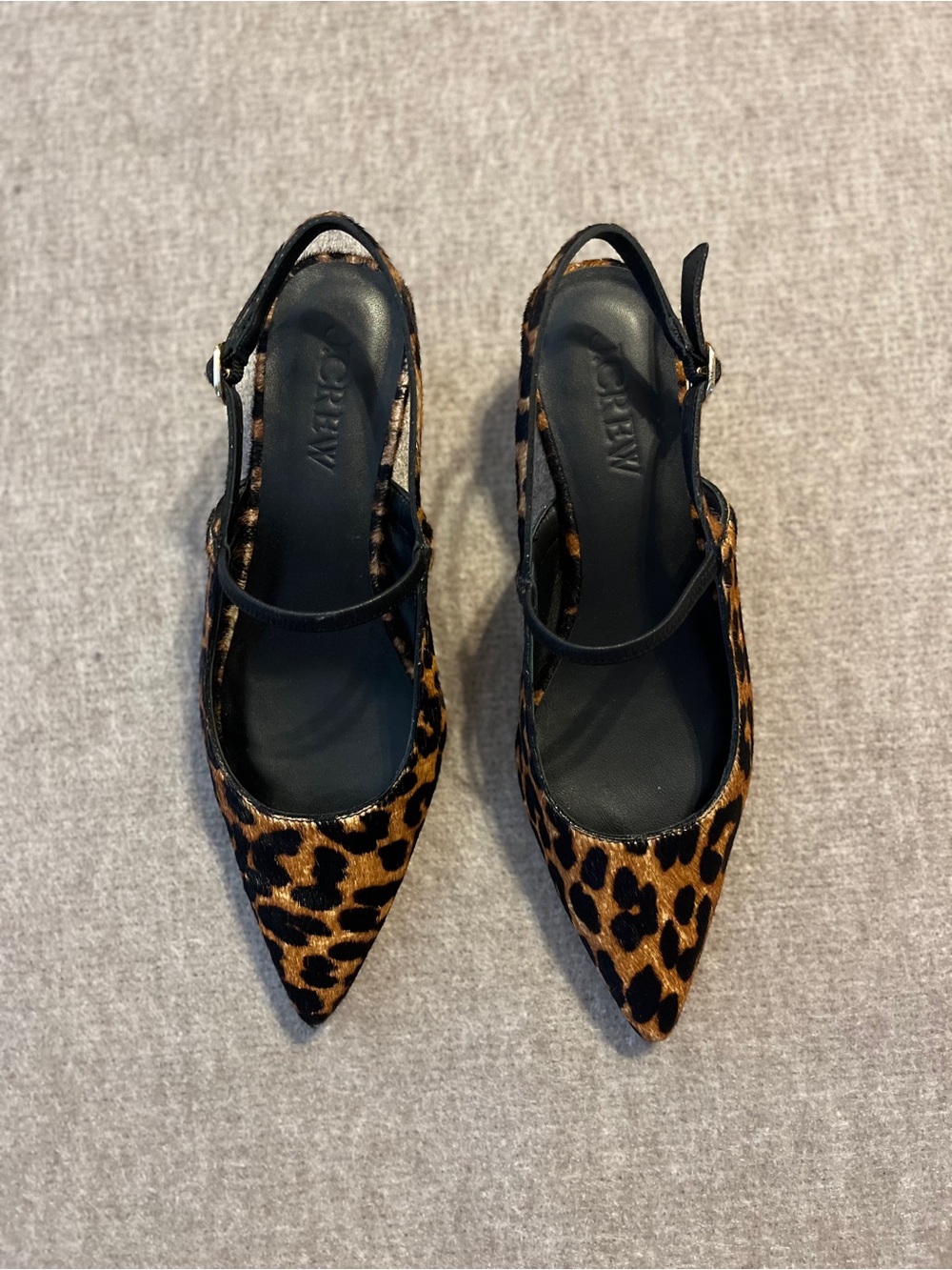 J.Crew Leopard Calf Hair Pointed Toe Slingback Heels Size 8